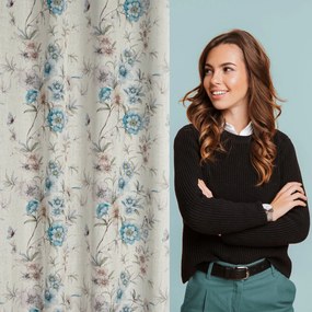 ZÁVES NA KRÚŽKOCH IVY 140X250 CM KVETY