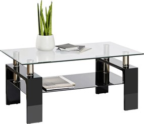 XXXLutz KONFERENČNÝ STOLÍK, čierna s vysokým leskom, kov, sklo, kompozitné drevo, 100/60/45 cm Carryhome - Stolíky do obývačky - 001125000102
