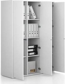 Kancelárska skriňa FRAME, 3x dvere, 1299 x 450 x 1735 mm, PUSH-lock, biela