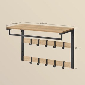Nástenný vešiak s poličkou OSKAR LCR101B11 čierny / hnedý
