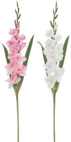 2ks biela a ružová umelá kvetina gladiol / gladioly - 12 * 102 cm