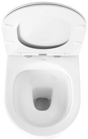 Rea Oliver, závesná WC misa Rimless s toaletným sedadlom s pomalým dopadom, biela, REA-C6509