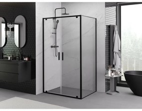 Mexen Exo, sprchovací kút s krídlovými dverami 100 x 80 cm, 6mm číre sklo, čierny profil, 8182-100-080-70-00
