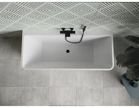Mexen Volta, voľne stojaca nástenna vaňa 170 x 75 cm, biela-čierna, čierny matný prepad, 51131707575-70