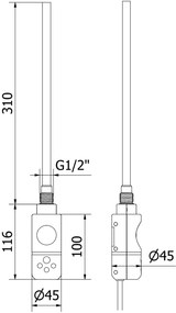 Mexen Hades, elektrické vykurovacie teleso 800 x 400 mm, 300 W, chrómová, W104-0800-400-2300-01