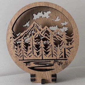 Drevená lampička na nočný stolík Vrchy