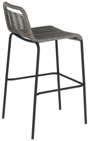 Sivá barová stolička s oceľovou konštrukciou Kave Home Glenville, výška 74 cm