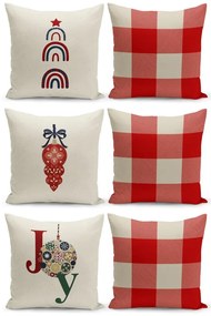 Súprava 6 vianočných dekoratívnych obliečok na vankúš Kate Louise Christmas Noel, 43 x 43 cm