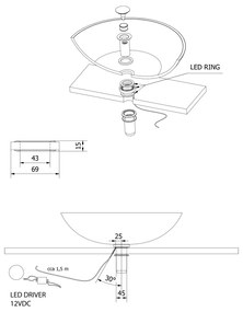 Sapho Sapho, LEDRING osvetlenie pod sklenené umývadlo 12V, 1,2W, 5000-5500K, WP94051LED