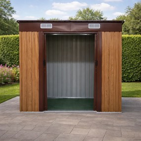 Záhradný domček BestBerg BBSH-407W / 2,8 m² / 130 × 213 × 191 cm / dekor dreva/hnedá