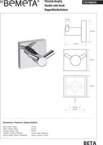 Bemeta Design BETA: Háčik, dvojitý - 132106032