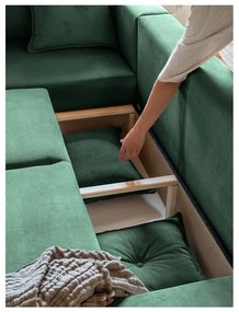 Zelená menčestrová rozkladacia rohová pohovka (variabilná) Lazy Lukka – Miuform