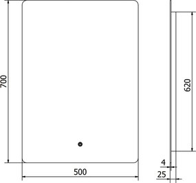 Mexen Sun, LED kúpeľňové zrkadlo s podsvietením 50 x 70 cm, 6000K, ochrana proti zahmlievaniu, 9807-050-070-611-00