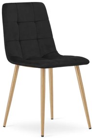 Set štyroch jedálenských stoličiek KARA zamatové, čierne / hnedé nohy (4 ks)