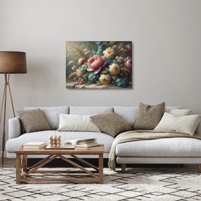 Sklenený obraz - Zátišie s kvetmi - maľba (70x50 cm)