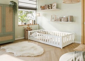 Detská Montessori posteľ z masívu borovice BETTY - 200x90 cm - BIELA