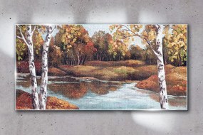 Skleneny obraz Lesné rieka krajina
