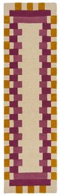 Žlto-ružový ručne tkaný vlnený behúň 60x230 cm Kai Wool Border – Flair Rugs