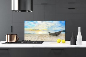 Sklenený obklad Do kuchyne Szklane loďku plaża morze 100x50 cm