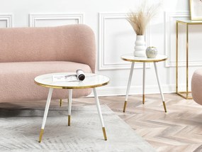 Set 2 konferenčných stolíkov Zoya Zest S (biely mramor + zlatá). Akcia -20%. Vlastná spoľahlivá doprava až k Vám domov. 1111891