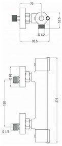 Deante Joko, termostatická sprchová batéria 150mm so spodným pripojením, chrómová, BOJ_04BT