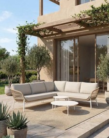 Záhradná zostava Malta: rohová pohovka a 2 stolíky (pre 5 osôb)