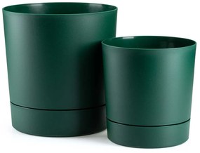 PLASTOVÝ KVETINÁČ AZALEA SADA 2KS 22,5X23,5 CM+17,5X18,5 CM TMAVOZELENÁ
