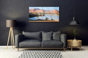 Skleneny obraz Jazero púšť krajina 125x50 cm