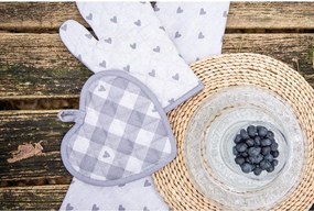Tea Towel 50x70 cm Beige Grey Cotton Hearts - 50*70 cm