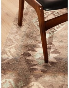 Svetlomodrý/béžový obojstranný ručne tkaný vlnený behúň 60x190 cm Kamal Dune – Nouristan