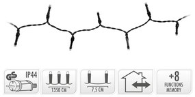 Vianočné svetielka 13,5 m/180 led studená biela