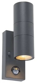 Vonkajšia nástenná lampa antracit s pohybovým senzorom 2-svetlá IP44 - Duo