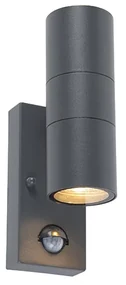 Vonkajšia nástenná lampa antracit s pohybovým senzorom 2-svetlá IP44 - Duo