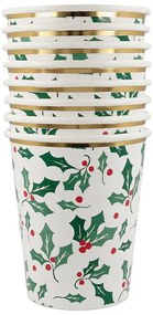 Papierové jednorazové tégliky v súprave 8 ks Holly Pattern – Meri Meri