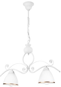 Luster na reťazi RETRO 2xE27/60W/230V matná biela