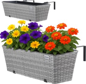 Závěsný balkonový květináč s vnitřní vložkou Plantero šedý