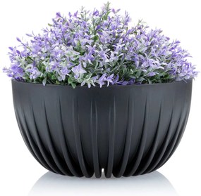 PLASTOVÝ KVETINÁČ STRIPPED ECO 16X30 CM ČIERNA