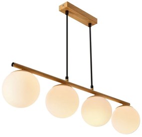Závesné svietidlo so skleneným tienidlom v bielo-prírodnej farbe Carrine – Candellux Lighting