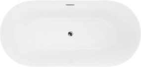 Mexen Luna, Slim voľne stojaca vaňa 170 x 75 cm, biela, chrómový prepad, 52041707500-01