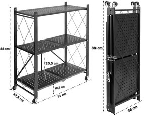 Pojazdný regál GESTEL 3 police čierny