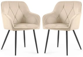 Sada dvoch jedálenských stoličiek DIAMANT zamatové, béžové / čierne nohy (2 ks)