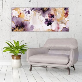 Obraz - Akvarelové kvety (120x50 cm)
