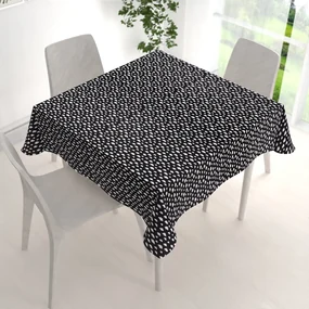 Biante Detský bavlnený štvorcový obrus Sandra SA-306 Biele obláčiky na čiernom 80x80 cm
