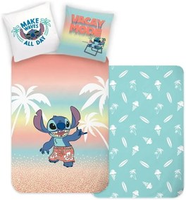 Obojstranné posteľné obliečky Lilo &amp; Stitch - motív Dovolenkový režim - 100% bavlna - 70 x 90 cm + 140 x 200 cm