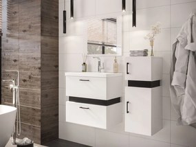 Kúpeľňový nábytok Torvaldi IV, Sifón: so sifónom, Umývadlová batéria: nie, Farby: biela / biela + čierny mat