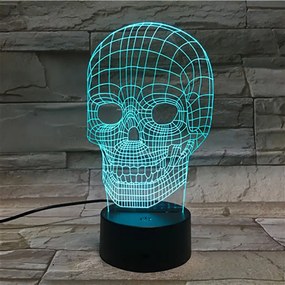 3Dmix 3DL-BTB031 – 3D LED nočná lampa - Lebka (Bluetooth reproduktor - farba biela)