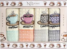 KUCHYNSKÉ UTIERKY COFFEES SADA 4 KS 50X70 CM VZOROVANÉ