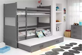 3-lôžková poschodová posteľ RICO so zásuvkou, grafitová