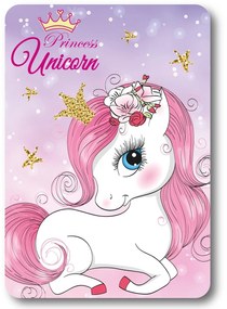 DETSKÁ FLEECOVÁ DEKA UNICORN 100X140 CM VZOROVANÁ
