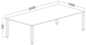 Konferenčný stôl ProOffice 100 x 200 x 74,2 cm, biela